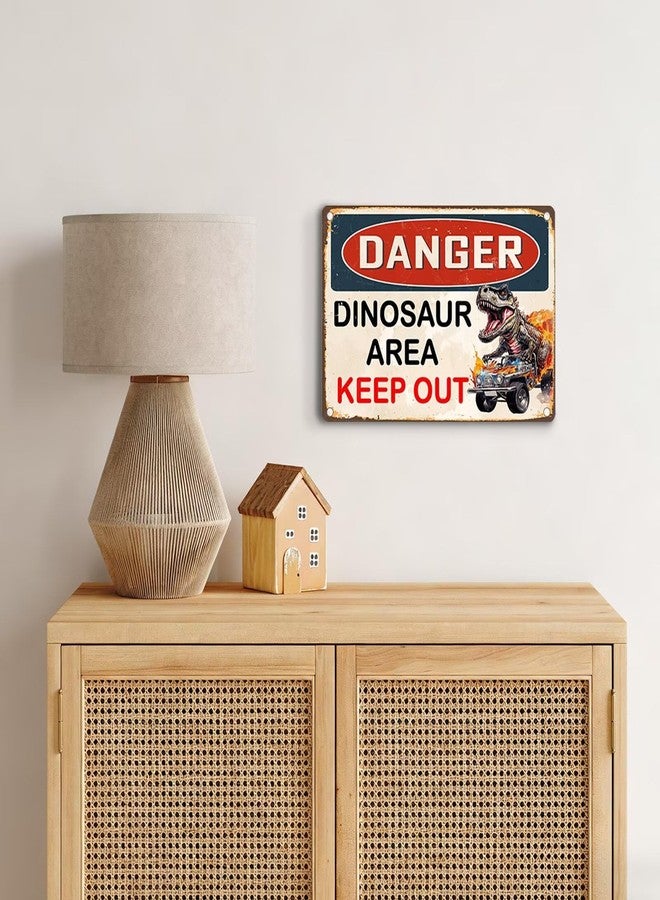 Roacap Dinosaur Room Decor for Boys, Vintage Dino Metal Sign 8"x12", Danger Dinosaur Area Keep Out Quotes for Boy Nursery, Dinosaur Wall Art Decoration for Bedroom Bathroom - Image 5